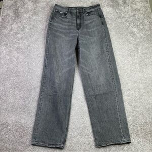 American Eagle Jeans Women’s 8 Gray Straight Baggy High Rise Denim Preppy
